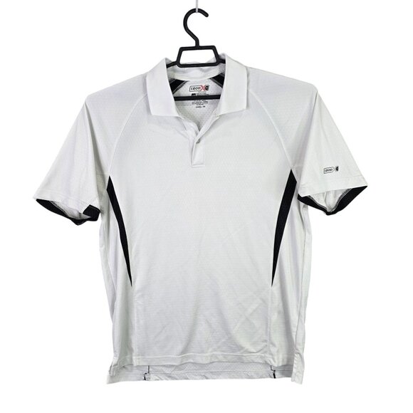 Mens Izod PFX Cool FX White Black Polo Shirt Short Sleeve Triextra Blend Size L - Picture 1 of 8